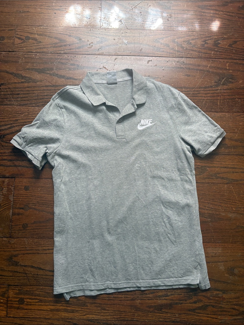 Nike Men’s Heather Gray Polo with White Swoosh
